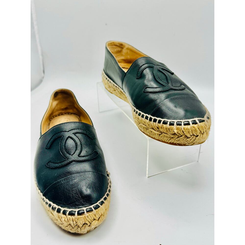 Chanel Black Canvas CC Logo Espadrille Flats Classic EU 35 - Picture 2 of 10